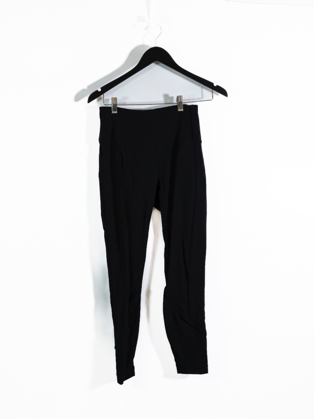 Lululemon Women's Daily Lineup 7/8 Crop Tight Leggings 25" Inseam Ribbed Black 6
